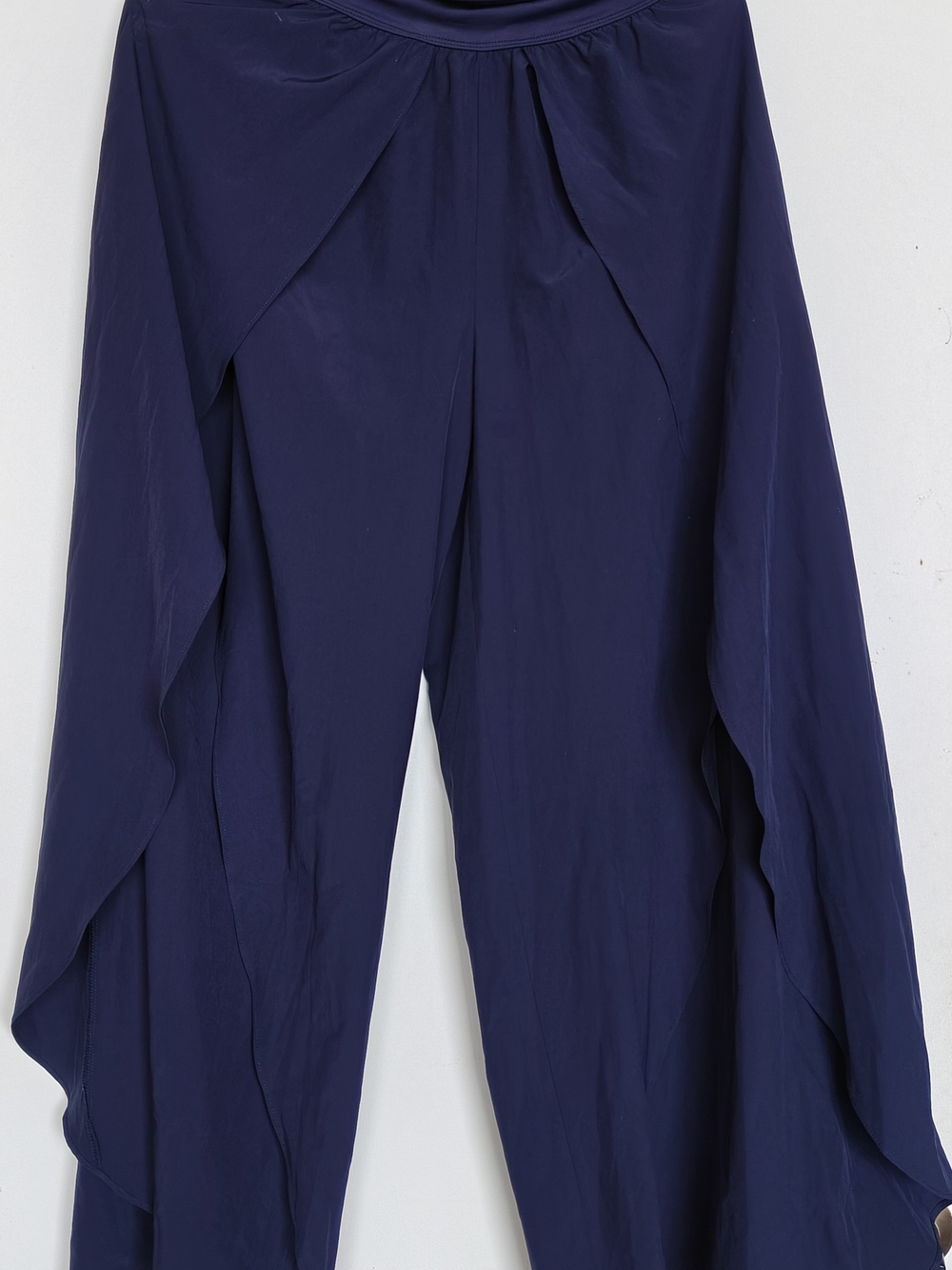 Women's Navy Wide-Leg Draped Pants